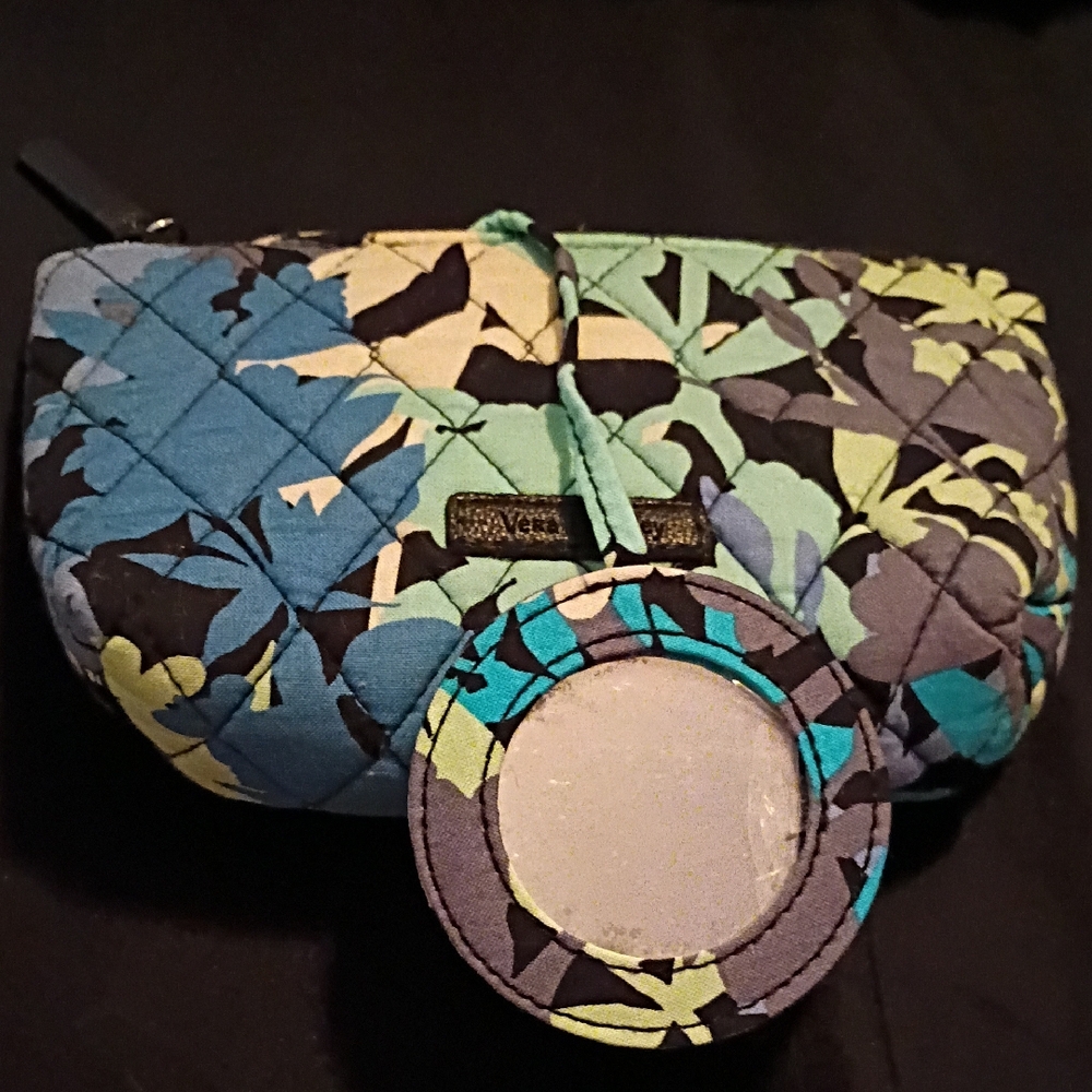 Vera Bradley Quilted Cosmetic Bag - Blue and Green Floral